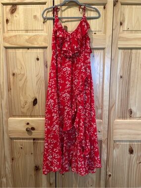 Mamia Red Floral Ruffle Dress